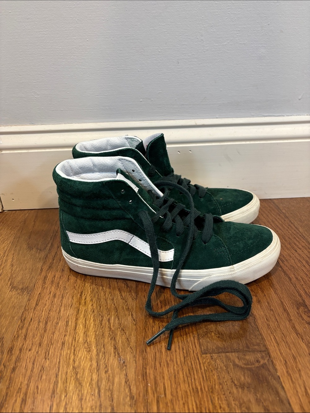 Vans High-Top Suede Sneakers in Dark Green and White